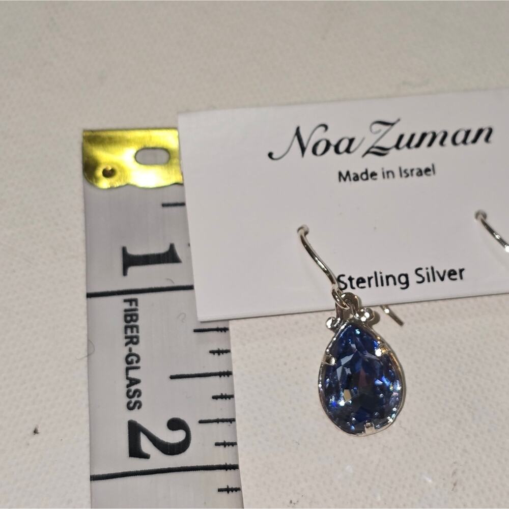 Noa Zuman‎ Sterling Silver Filigree Teardrop Swarovski Crystal Earrings New! - Picture 3 of 4